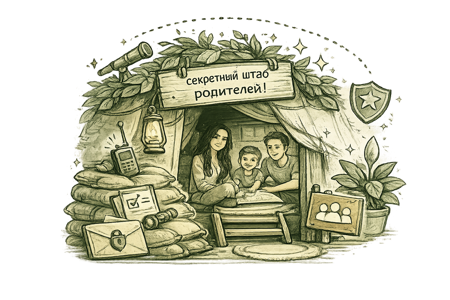 Иллюстрация секретного штаба родителей